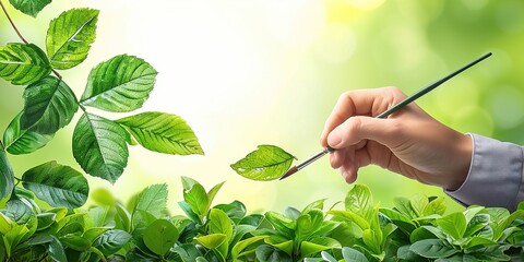 Wall Mural - hand holding a green plant