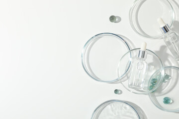 Wall Mural - Transparent cosmetic bottles on a white background