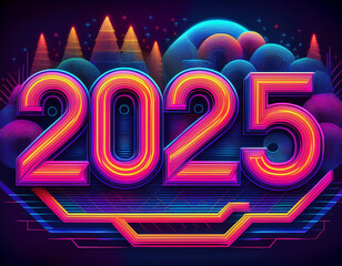 Wall Mural - Happy New Year 2025 Concept