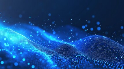 Poster - A blue background with a lot of dots and a blue line with a lot of dots