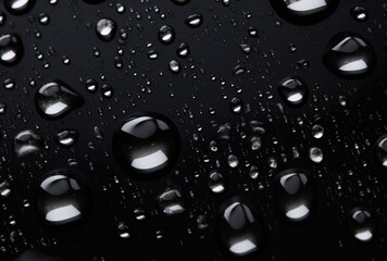 Poster - water droplets on a dark surface