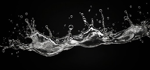 Poster - water splashing and creating droplets against a black background