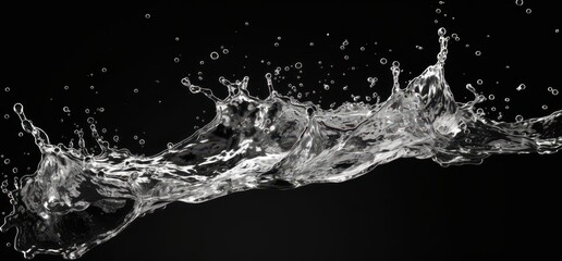 Poster - Water Splash and Bubbles Against a Black Background
