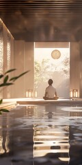 Wall Mural - Spa environment captured from behind, showcasing serene atmosphere.