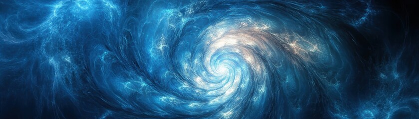 Wall Mural - Abstract swirling blue and white fractal pattern with a bright center