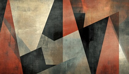 Poster - Abstract Geometric Composition with Earthy Tones