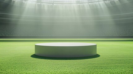 Poster - Cylindric podium on an arena world football stadium green field stadium