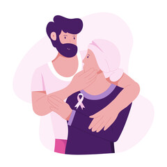 Wall Mural - Cancer support illustration in flat style 