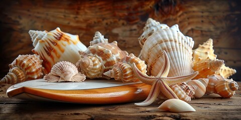 Wall Mural - sea shells and seashells