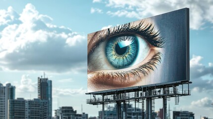 a billboard displaying an eye-catching advertisement for a new product.