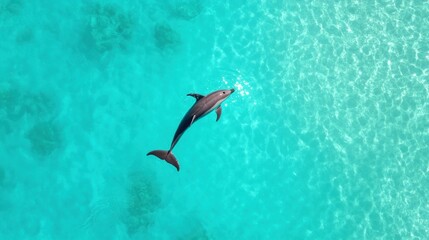 Wall Mural - Dolphin Swimming in Clear Tropical Water