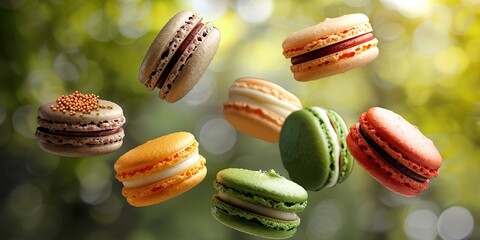 Sticker - macaroons on a wooden table