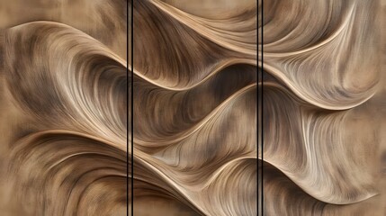 Wall Mural - brown wood texture with three panel wooden background