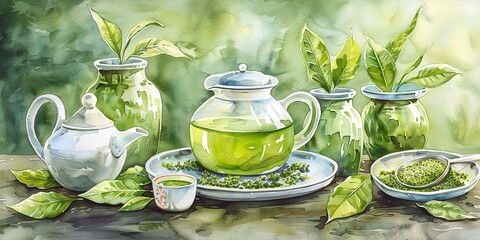 Poster - tea with lemon and mint