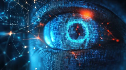 futuristic digital eye data network and cyber security technology background