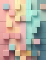 Wall Mural - Abstract pastel blocks