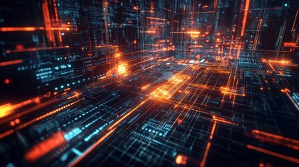 Poster - Abstract design featuring glowing technology patterns and geometric shapes, perfect for modern and futuristic themes