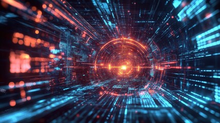 Poster - Abstract design featuring glowing technology patterns and geometric shapes, perfect for modern and futuristic themes