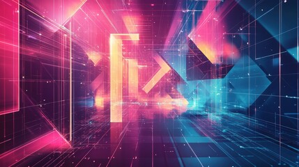 Aufkleber - Abstract design with vibrant light technology patterns and geometric shapes, emphasizing innovation and style