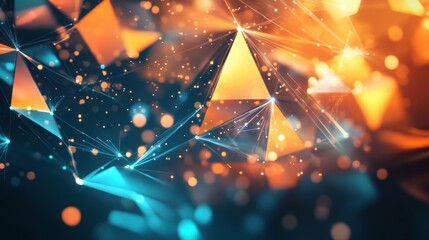Poster - Abstract geometric shapes with glowing technology light patterns, creating a sophisticated and modern visual effect