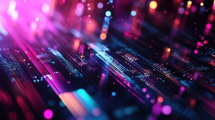 Poster - Abstract light patterns featuring sleek geometric shapes and dynamic illumination, ideal for tech-focused visuals