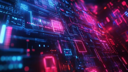 Poster - abstract shapes with glowing technology patterns, offering a modern and futuristic backdrop for vari