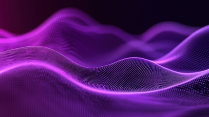 Poster - Abstract sound wave graphics in purple with detailed waveforms and sleek curves. Ideal for high-tech and digital-themed artwork