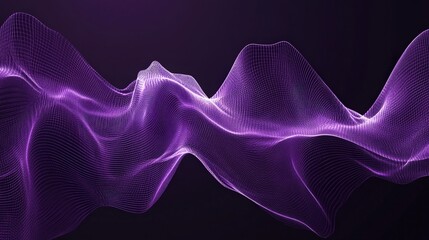 Poster - Abstract sound wave graphics in purple with detailed waveforms and sleek curves. Ideal for high-tech and digital-themed artwork