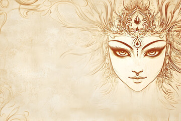 The face of Goddess Durga, symbolizing happy Navratri festival.