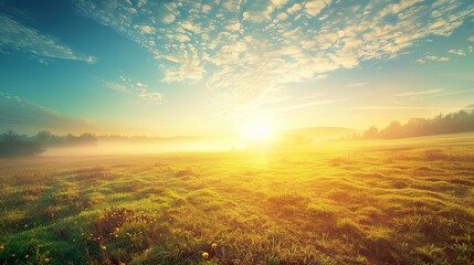 Wall Mural - Early_Morning_concept_Beautiful_meadow_and_sky