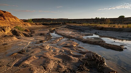 Wall Mural - Eroded_landscape_of_middens_and_creek_beds