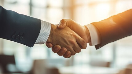 Canvas Print - Business Partnership Handshake in Modern Office Setting