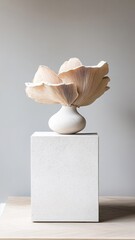 Mushroom elegantly displayed on a podium, showcasing its unique shape and textured surface.