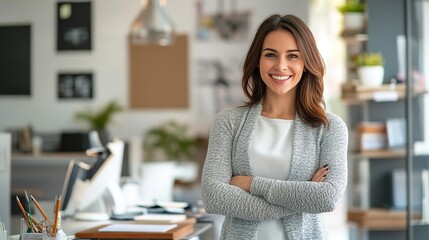 Canvas Print - Confident Woman in Modern Office Setting