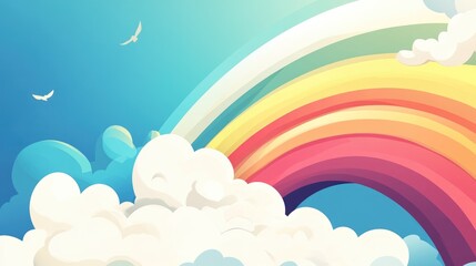 Naklejka na meble Abstract vector illustration of a rainbow blending with soft clouds