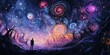 © Cloudyew - Man Gazing at a Surreal Cosmic Landscape with Vibrant Galaxies