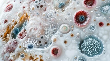 Poster - Abstract Microscopic Image of Colorful Cells and Structures