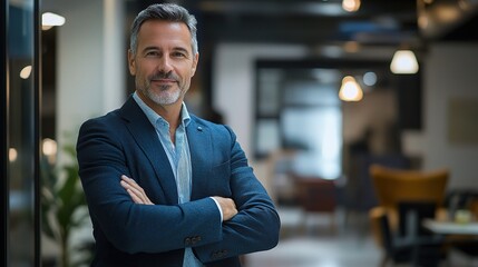 Wall Mural - Confident Businessman in Modern Office Environment