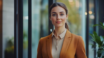 Wall Mural - Confident Businesswoman in Modern Office Setting