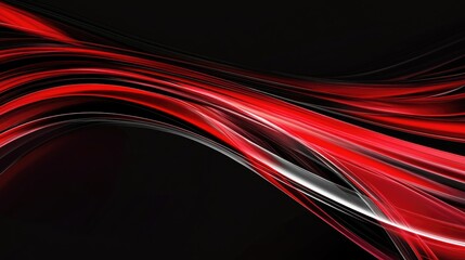 Poster - Red and black abstract digital background featuring creative curved lines Illustration