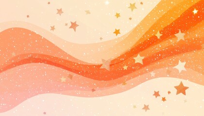 Poster - Light orange 2D cartoon template featuring space stars Glittery abstract design with vibrant cosmic stars suitable for futuristic advertisements and booklets