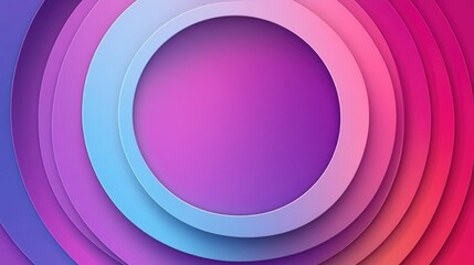 Poster - Vibrant multicolor abstract circular background with digital overlapping layers featuring a minimalist technology design template and 2D cartoon illustration style