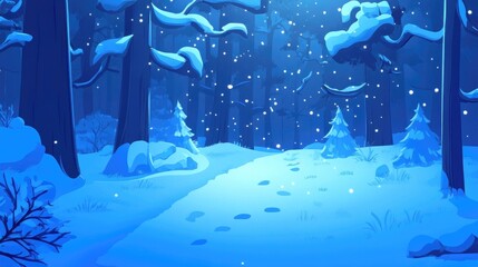 Bright blue winter themed 2D cartoon background design