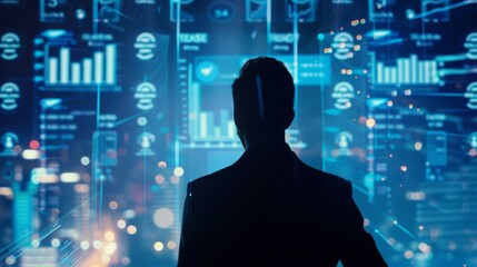 Poster - Silhouette of digital marketing data tools.