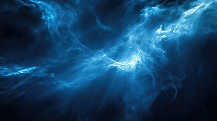 Poster - Blue fantasy rays against a dark backdrop