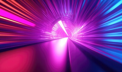 Poster - Journeying through a vibrant tunnel of light rays rendered in 3D