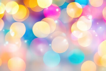 Poster - colorful bokeh circles on a soft white background with a blurred effect