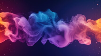 Poster - Colorful smoke waves on a dark background with glowing effects