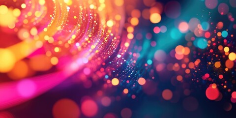 Poster - Abstract multicolored background featuring bokeh and perspective effects designed as a 3D illustration Suitable for technological or festive themes ideal for banners posters and covers