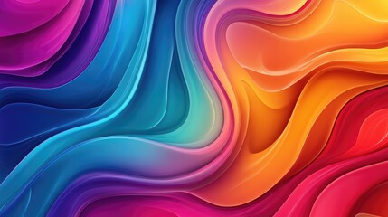 Poster - Fluid rainbow wave lines in vibrant colors creating a cartoon style liquid shapes design poster